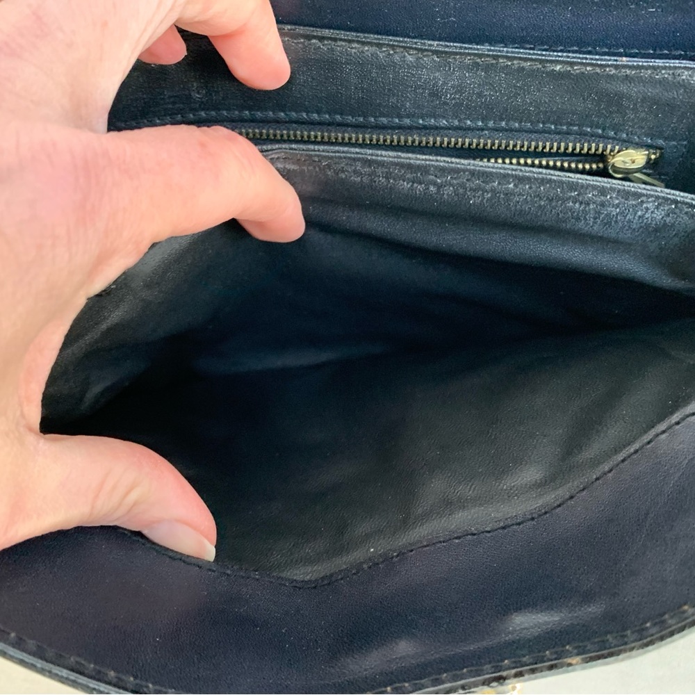 Vintage Made In Italy Dark Blue Leather Handbag bag purse Lazarus Exclusive - Picture 16 of 17